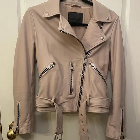 All Saints Blush Pink Genuine Leather Jacket - Picture 6 of 6